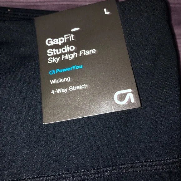GAP Fit Studio Sky High Flare Pants Leggings Womens Sz L 4-Way Stretch Black NEW - Picture 4 of 12